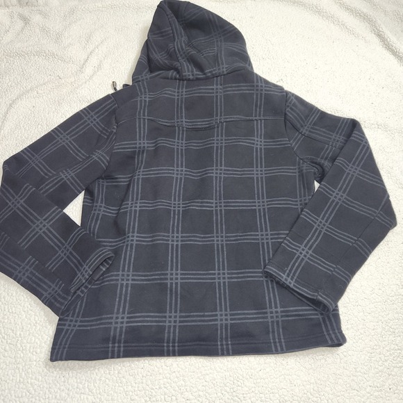 Y2k Vtg 90s Shebby Hooded Button Peacoat/Jacket Black Plaid Women L Punk Preppy - Picture 7 of 7